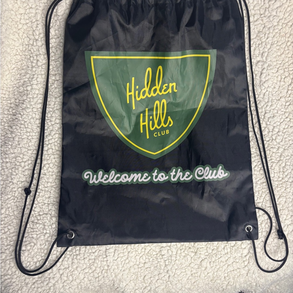 Hidden Hills Club Black Drawstring Bag